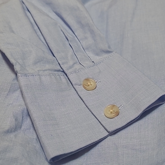 Talbots Light Blue Cotton Oxford Shirt XS | Side Button Detail - Picture 8 of 15